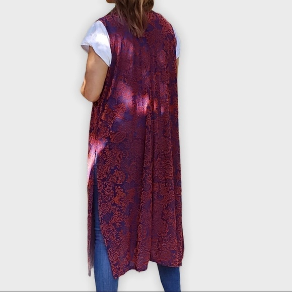 LULAROE sleeveless  Blue and red Joy Vest/kimono - Picture 9 of 13